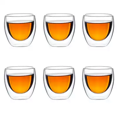 Original flavor double glass small cup small tea cup transparent cute 80ml ml kung fu tea set