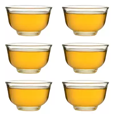Original glass teacup small teacup set tea set glass kung fu teacup thick Magnolia water cup 6 sets