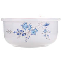 Original flavor fresh bowl with lid large lunch box ceramic large noodle bowl single pure white with sealed cover can be Microwave