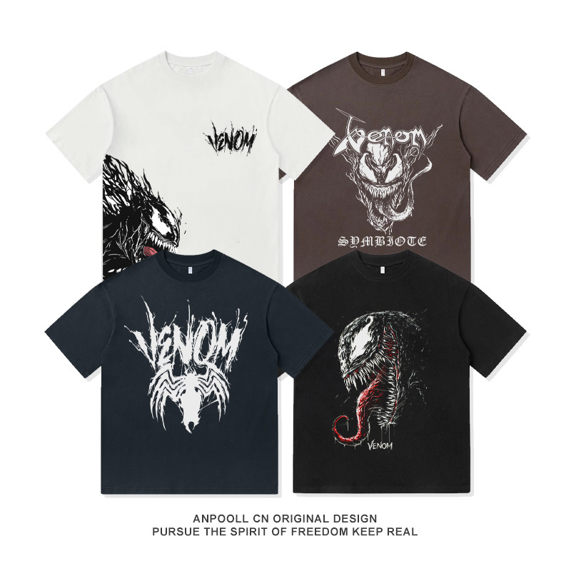 Venom 3: the Last Dance Marvel Universe Movie Merchandise Tom Hardy American Style Heavyweight Pure Cotton Short Sleeve T-Shirt for Men and Women Venom 3: the Last Dance Marvel Universe Movie Merchandise Tom Hardy American Style Heavyweight Pure Cotton Short Sleeve T-Shirt for Men and Women