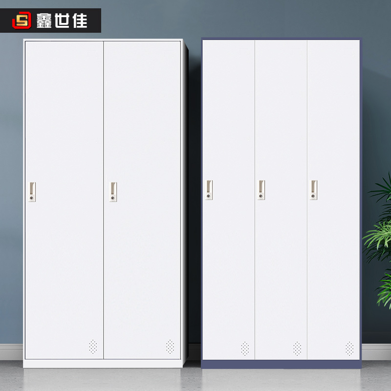 Two-door locker iron storage cabinet home changing wardrobe gym with lock locker steel waterproof iron cabinet