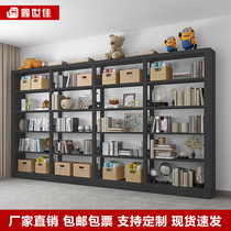 School library special iron bookshelf single and double-sided book shelf floor-to-ceiling home bookcase information rack iron frame steel frame