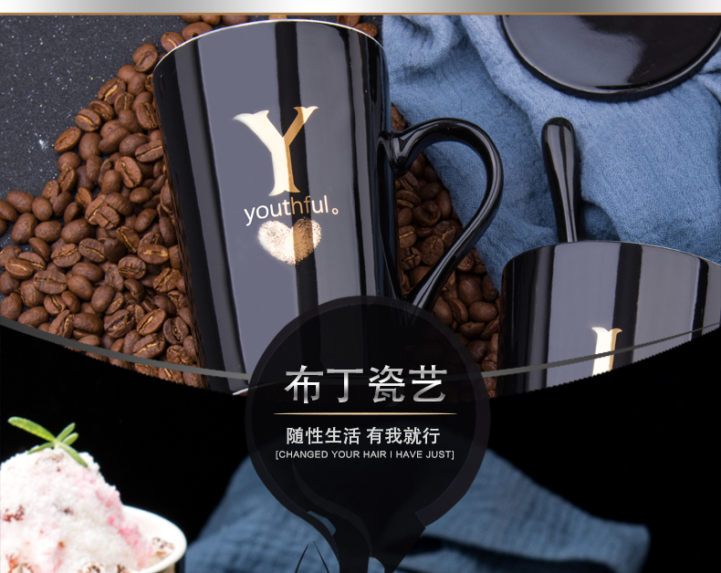 European creative ceramic cups with cover a spoon) filter glass move lovers mugs office home tea cups