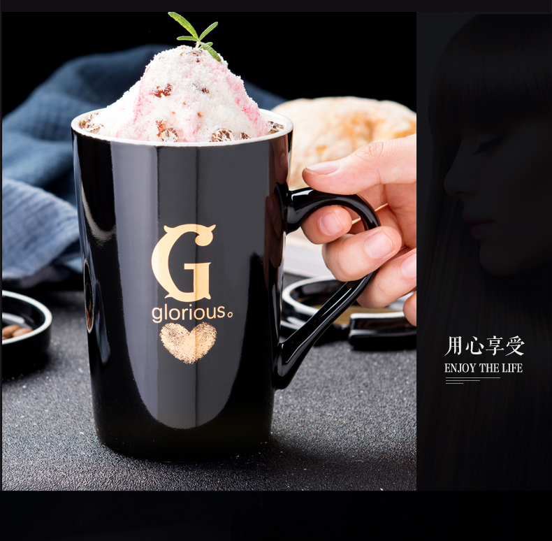 European creative ceramic cups with cover a spoon) filter glass move lovers mugs office home tea cups