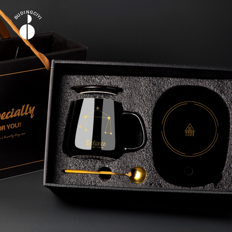 Constant temperature insulation ceramic water cup household with lid and spoon coffee mug mug girls office cup men