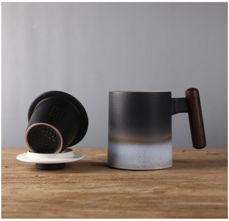 Creative Japanese ceramic cup individuality tide restoring ancient ways of household tea mugs office separation of tea cups