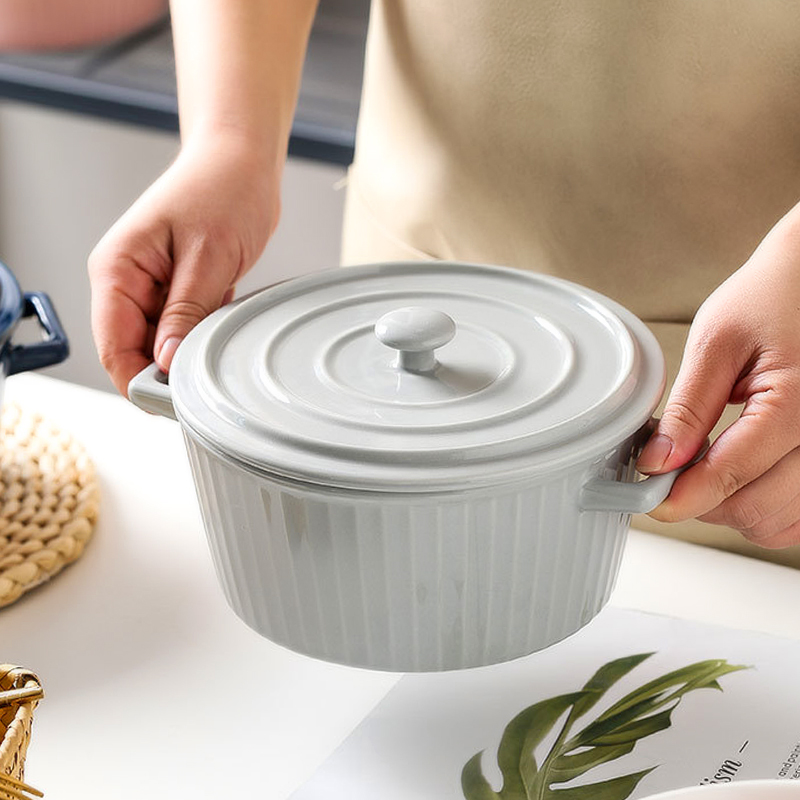 Japanese creative household ears with cover rainbow such use large student rainbow such as bowl of the big bowl of noodles bowl of ceramic tableware