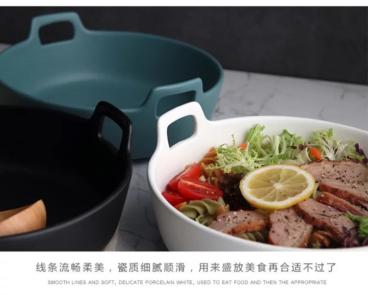 Creative web celebrity ears ceramic plates Nordic matte enrolled round baking dish home baking dish dish dish fish dish word "dumpling"