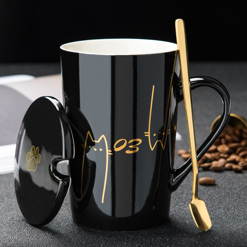Creative web celebrity cat claw cup ceramic cups with cover run character tide male and female cat scratch, lovely coffee keller