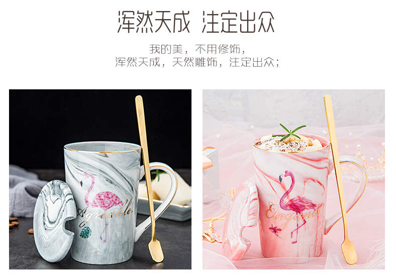 Creative ins Nordic ceramic cup home move contracted mark cup with cover female couples cup coffee cup