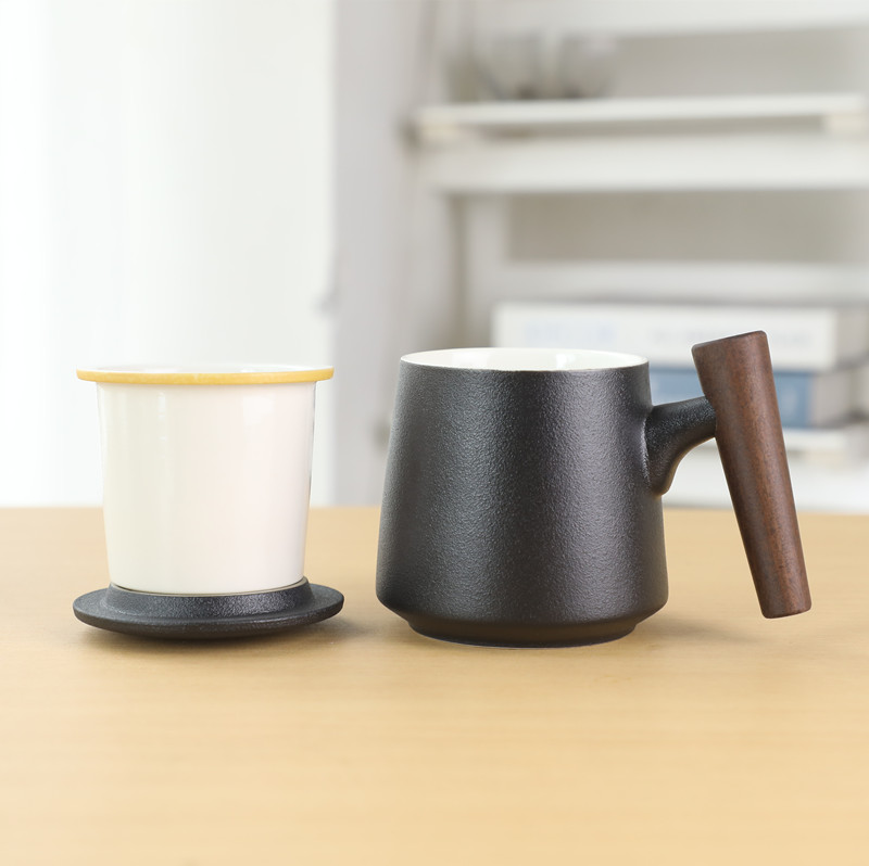 Creative Japanese ceramic cup move to restore ancient ways with cover filter mark cup home office tea cups