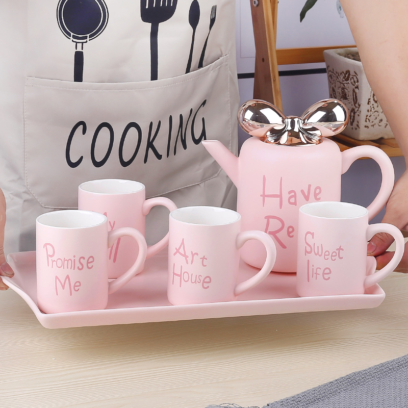 Ms. Lovely tea set creative Nordic contracted checking ceramic cups household flower pot set