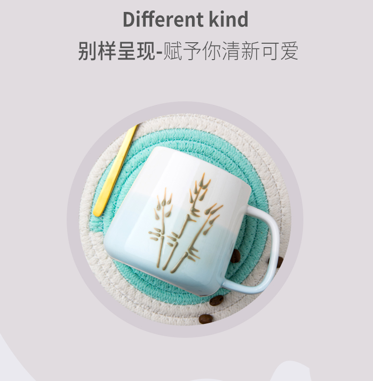 Creative hand - made anaglyph ceramic cup on glaze express girls household glass spoon keller of coffee cup with cover
