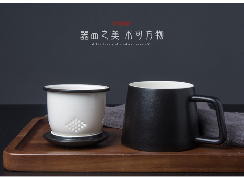 Move ceramic cup with cover filtration separation of tea cups Japanese creative office household glass tea cup