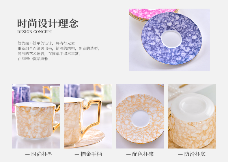 High - grade creative ceramic coffee cups and saucers European - style ins small wind key-2 luxury home ipads porcelain cup tea cups