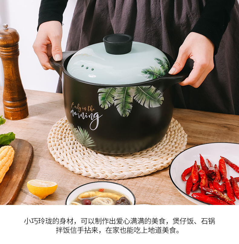 Household high - temperature gas crock soup pot ceramic casseroles, large capacity simmering saucepan flame soup rice soup