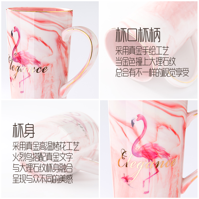 Creative ins Nordic ceramic cup home move contracted mark cup with cover female couples cup coffee cup