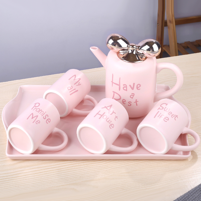 Ms. Lovely tea set creative Nordic contracted checking ceramic cups household flower pot set