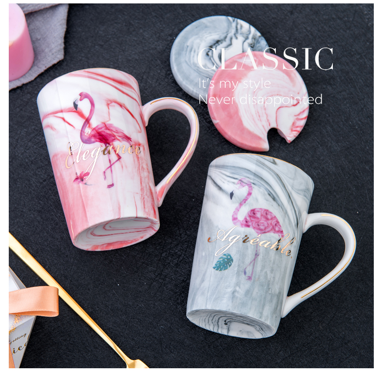 Creative ins Nordic ceramic cup home move contracted mark cup with cover female couples cup coffee cup