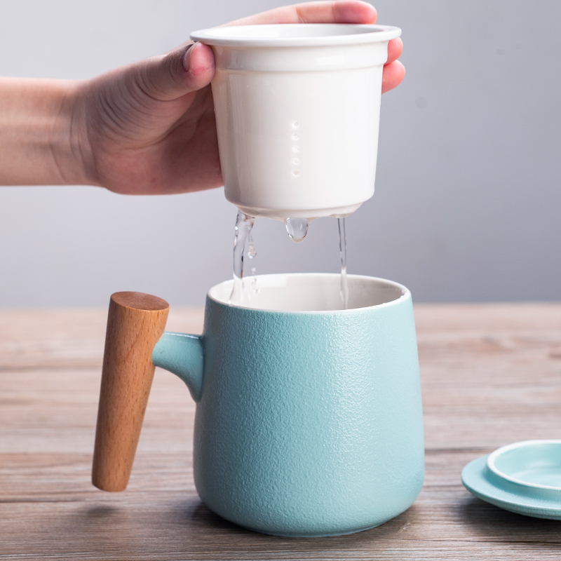 Creative ceramic cups and lovely flower tea home with men and women) filter cover spoon keller lovers ultimately responds cup