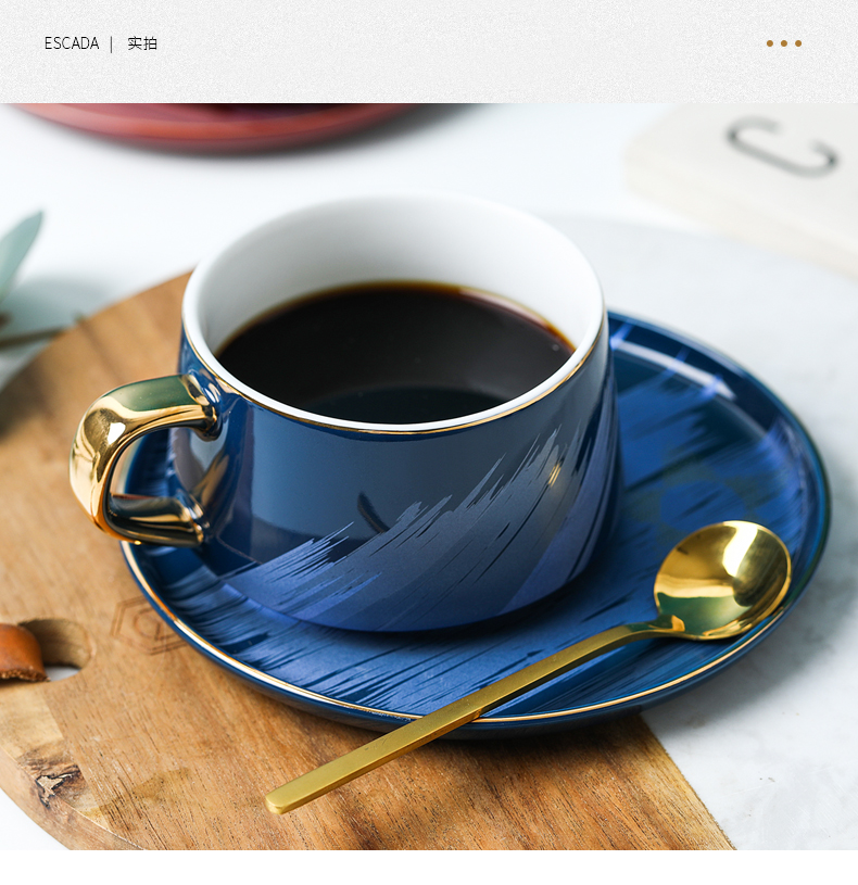 Move ins wind ceramic coffee cups and saucers suit European creative small exquisite key-2 luxury high - grade tea cups