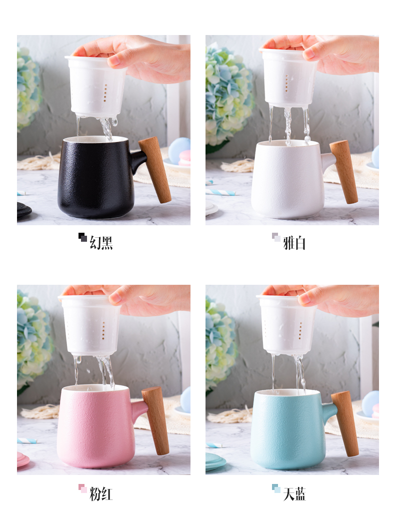 Creative ceramic cups and lovely flower tea home with men and women) filter cover spoon keller lovers ultimately responds cup