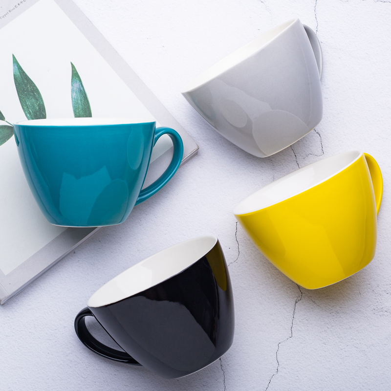 Creative contracted move trend ceramic cup pure color mark cup male and female students cup milk coffee cup
