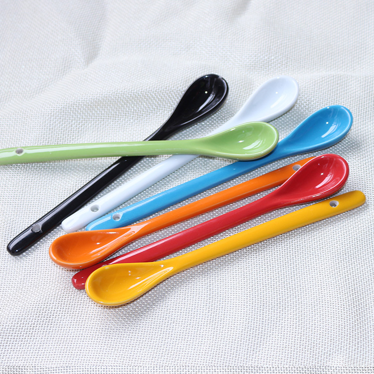 Color coffee spoon, coffee spoon, spoon, long handle ceramic spoon seasoning spoon stirring spoon, spoon, spoon