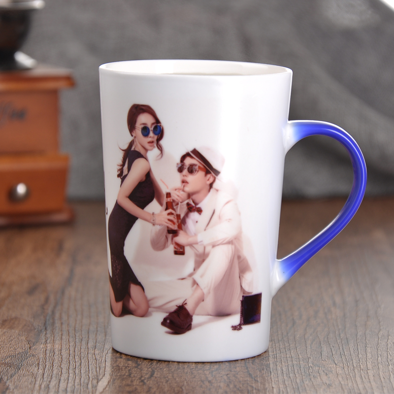 Creative DIY color custom photo ceramic cup ultimately responds cup couples move keller spoon gifts cups with cover