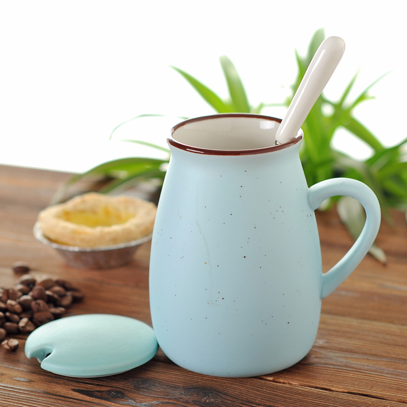 Creative ceramic cups and heavily milk cup contracted express keller spoon coffee cup picking cups with cover