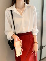 Chiffon shirt womens 2021 spring new fashion design sense niche loose French folding white shirt top