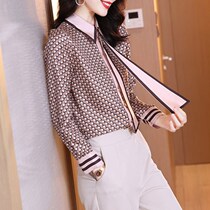 Heavy thick silk shirt womens long-sleeved mulberry silk new 2020 fashion foreign style high-end printing top