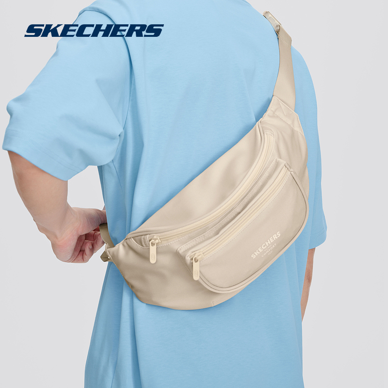 Skechers Black Waist Bag for Men, Invisible Outdoor Multifunctional Phone Pouch, Women's Fitness Equipment Sports Bag