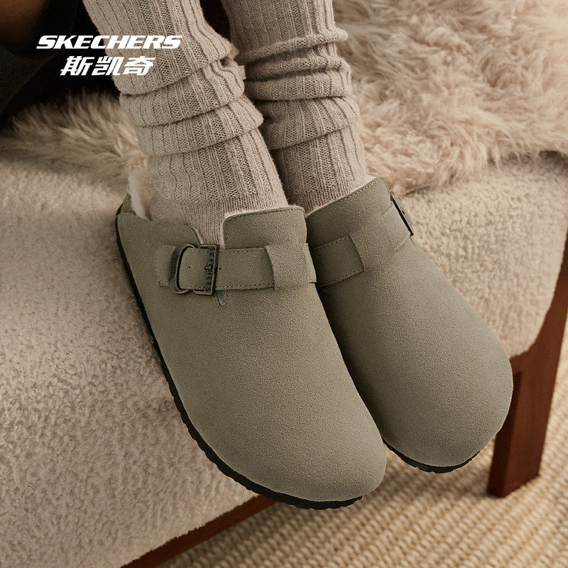 Skechers Birkenstock Slippers Retro Fashion Warm Slippers Casual Shoes Lightweight Wear-Resistant Outer Shoes 158831