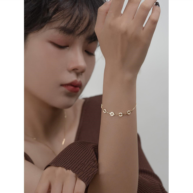 Gold Coin and Copper Coin Minimalist High-End Style Women's Personalized Design Fashionable and Stylish Ins Trend Niche Bracelet Gift for Best Friend