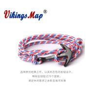 European and American Tide brand handmade umbrella rope woven rope black pirate ship anchor bracelet multi-layer winding men and women couple ins