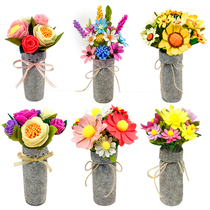 New Year Gifts Small Potted Flowers Bouquet Flowers Unwoven Cloth Diy Children Handmade Cloth Art Material Bag Free Of Cut