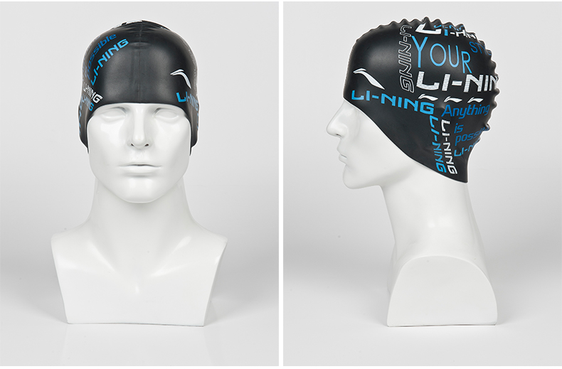 Mũ bơi Li Ning nam và nữ tóc dài không thấm nước Earmuffs mũ bơi nam thoải mái phụ nữ lớn silicone in mũ người lớn 	mua mũ bơi giá rẻ	