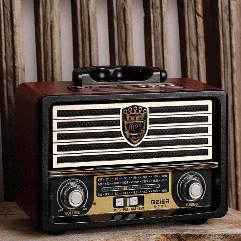 New retro nostalgic old man full-band radio plug-in card U disk subwoofer Bluetooth speaker charging semiconductor