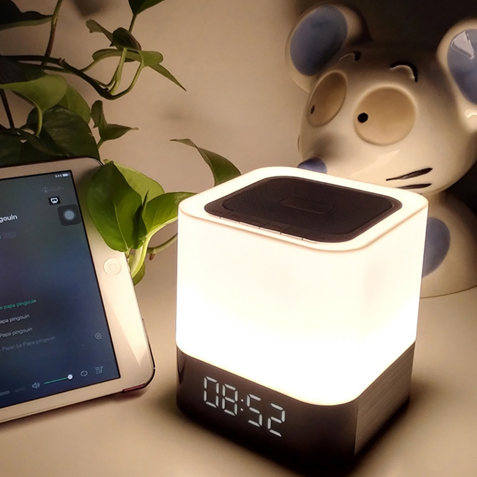 Bedroom bedside bluetooth speaker touch sensor colorful light card U disk playback smart light bass charging audio