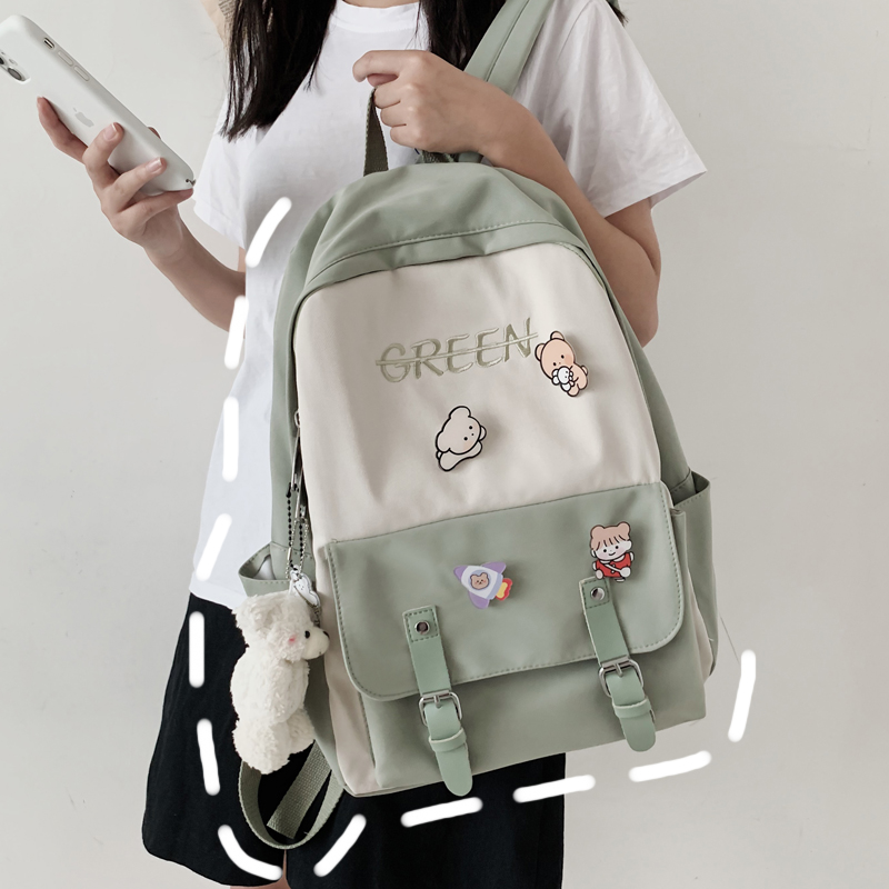 Middle school students Ins College Wind Schoolgirls Large capacity Korean version High School students Teen Girl Cute Little Fresh double shoulder bag