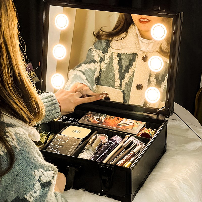 Lamp makeup box specialized makeup artist large capacity makeup pack new handportable and makeup