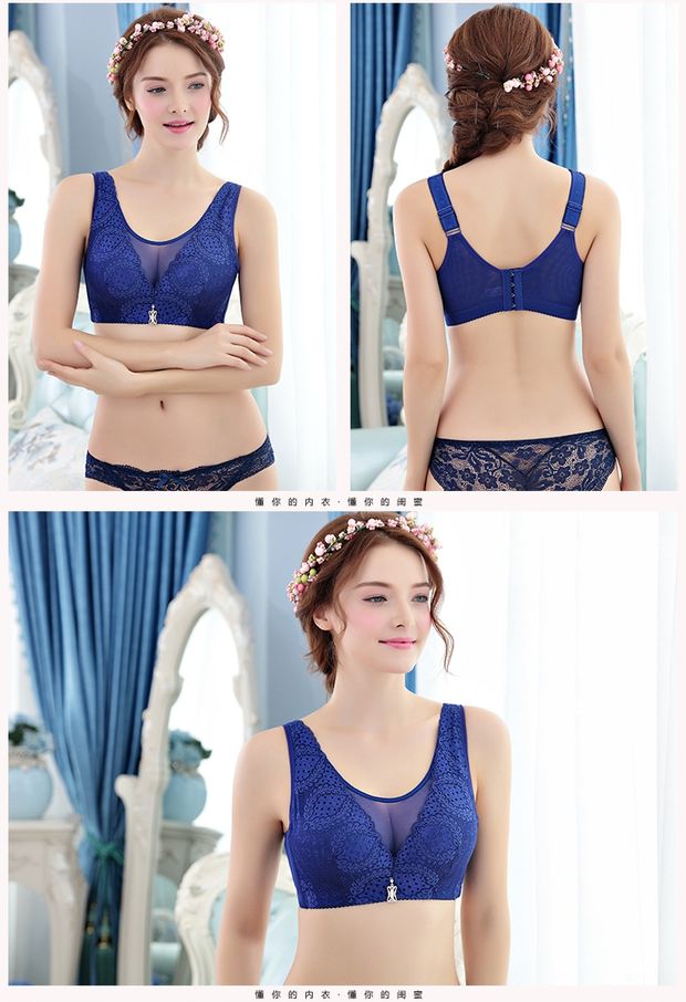 Chống đi kích thước lớn không có vòng thép tập hợp áo lót mỏng phần lót nhận được phó chất béo MM chống sag bra nữ ống top CD quần lót nữ đẹp