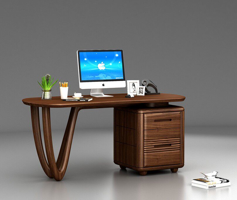 Blue Bird Walnut Round Wood Q-S511 Desk