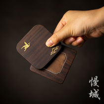 Black Sandalwood Inlaid Copper Solid Wood Tea Cup Cushion Tea Cup Togroup Heat Insulation Cushion Tea Saucer Cushion Home Kung Fu Zen tea Road accessories