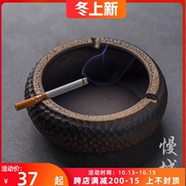 Tough pottery ashtray Japanese retro large old ceramic ashtray windproof creative Chinese Home Office