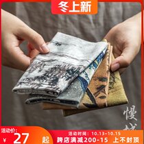 Chinese suede tea towel painted absorbent tea cloth tea set accessories tea table towel home kung fu tea set