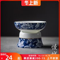 Ceramic tea leak blue and white porcelain tea filter creative tea filter kung fu tea set accessories tea filter net frame