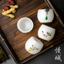 Glass small tea cup kung fu tea set Japanese thick single Cup handmade jade porcelain glass glass cup Master Cup Tea Cup