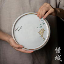 Ru kiln pot bearing ceramic pot tray dry bubble pot retro home Gongfu tea road accessories Nourishing Pot Mat Tea Totea Bearing Tray